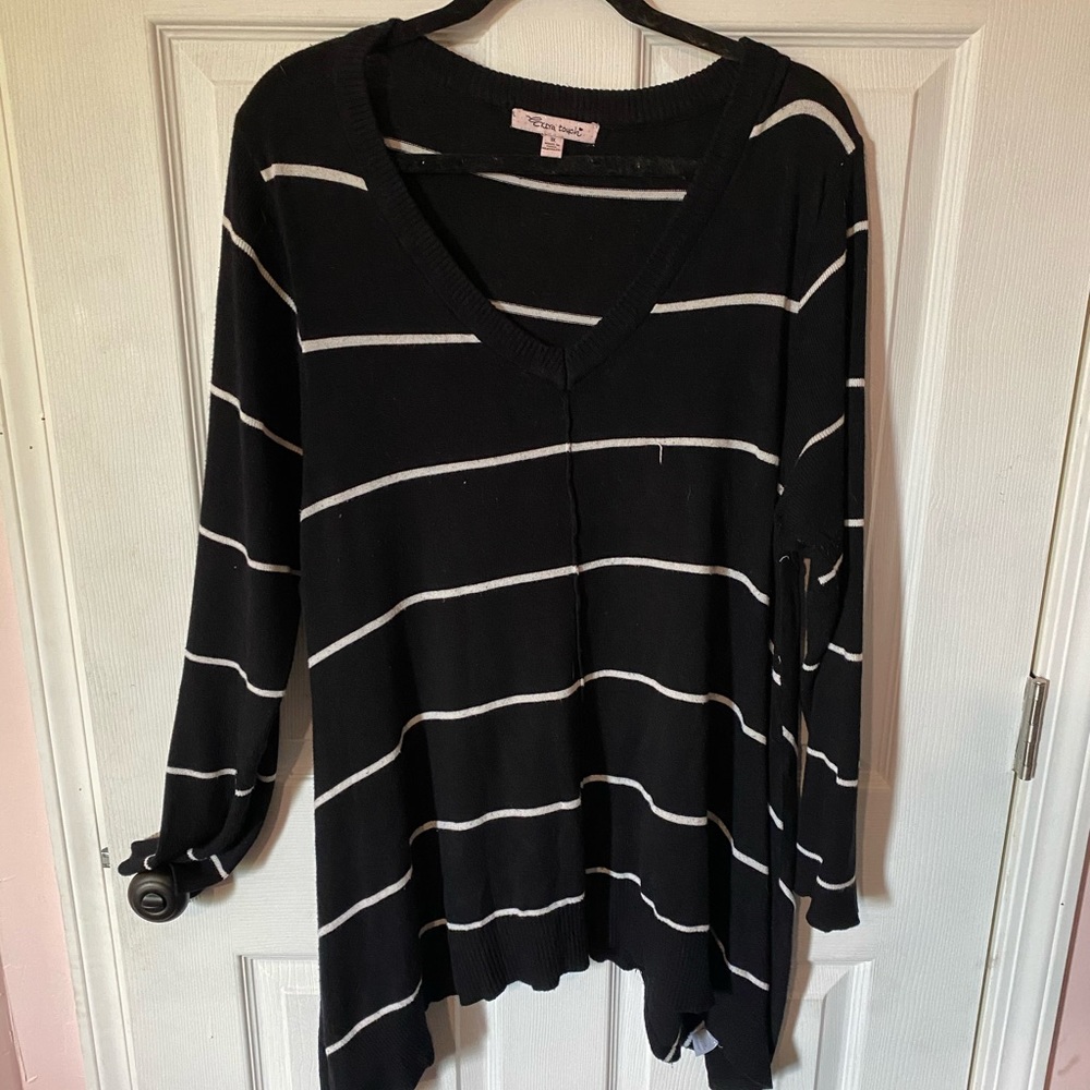 Black Sweater with White Stripes